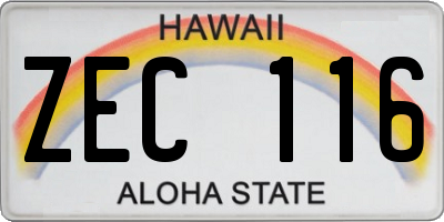 HI license plate ZEC116