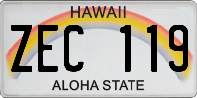 HI license plate ZEC119