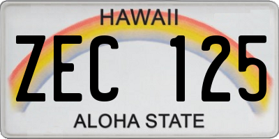 HI license plate ZEC125