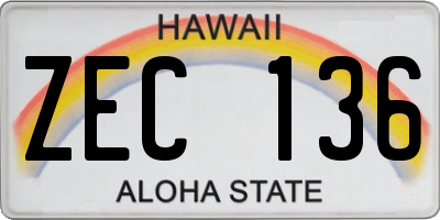 HI license plate ZEC136