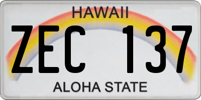 HI license plate ZEC137