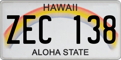 HI license plate ZEC138