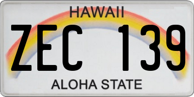 HI license plate ZEC139