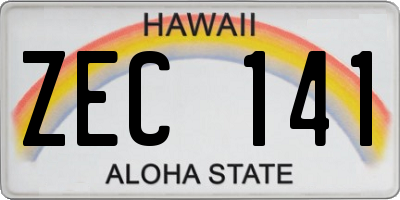 HI license plate ZEC141