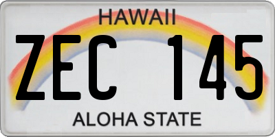HI license plate ZEC145