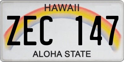 HI license plate ZEC147