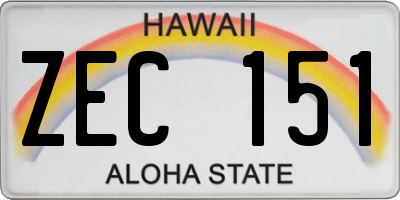 HI license plate ZEC151