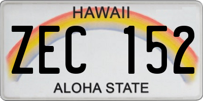 HI license plate ZEC152