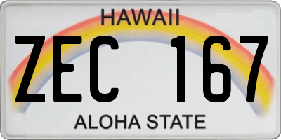 HI license plate ZEC167