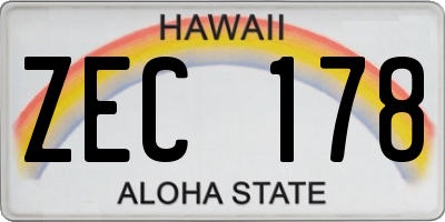 HI license plate ZEC178