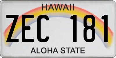 HI license plate ZEC181