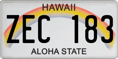 HI license plate ZEC183