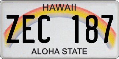 HI license plate ZEC187