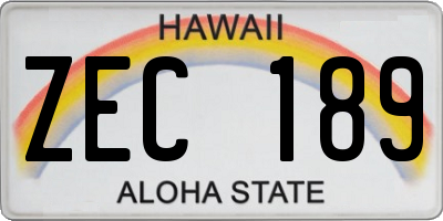 HI license plate ZEC189