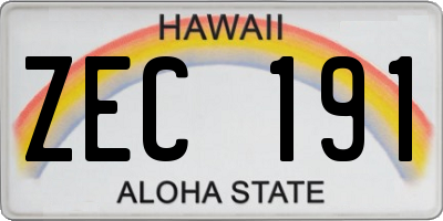 HI license plate ZEC191