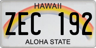 HI license plate ZEC192