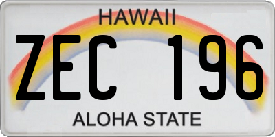 HI license plate ZEC196
