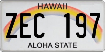 HI license plate ZEC197
