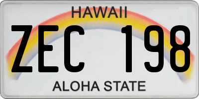 HI license plate ZEC198