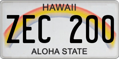 HI license plate ZEC200