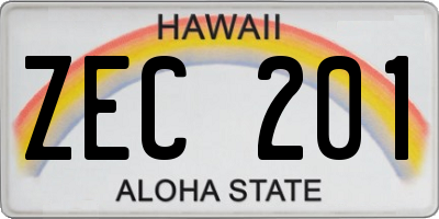 HI license plate ZEC201
