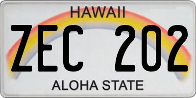 HI license plate ZEC202
