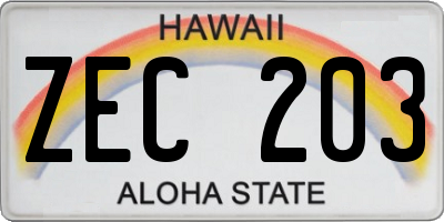 HI license plate ZEC203