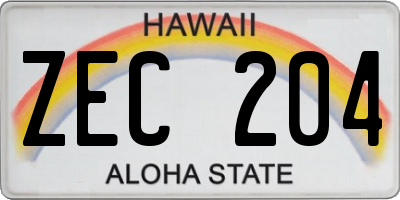 HI license plate ZEC204