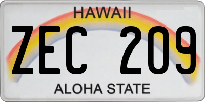 HI license plate ZEC209