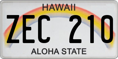 HI license plate ZEC210