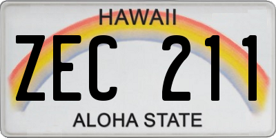 HI license plate ZEC211