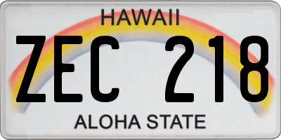 HI license plate ZEC218