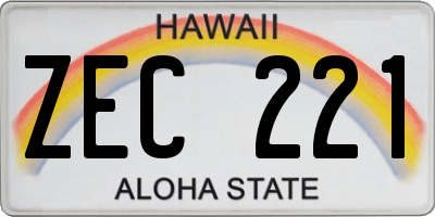 HI license plate ZEC221
