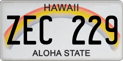 HI license plate ZEC229