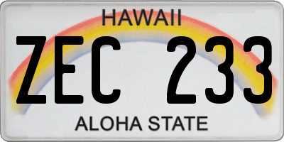 HI license plate ZEC233