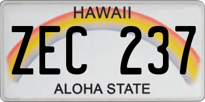 HI license plate ZEC237