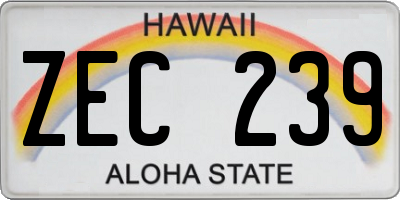 HI license plate ZEC239
