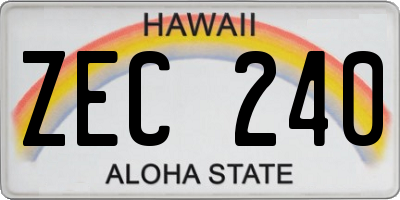 HI license plate ZEC240