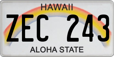 HI license plate ZEC243