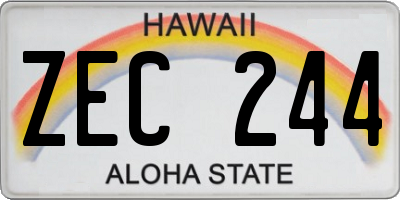HI license plate ZEC244