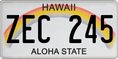 HI license plate ZEC245
