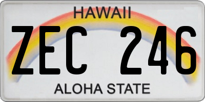 HI license plate ZEC246