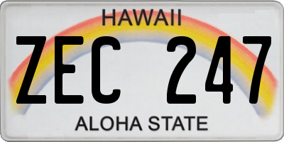 HI license plate ZEC247