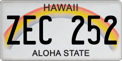 HI license plate ZEC252