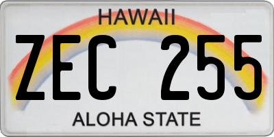 HI license plate ZEC255