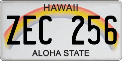 HI license plate ZEC256