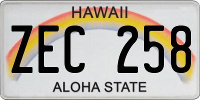 HI license plate ZEC258