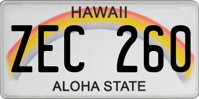 HI license plate ZEC260