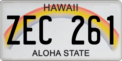 HI license plate ZEC261