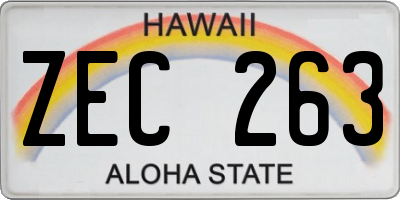 HI license plate ZEC263